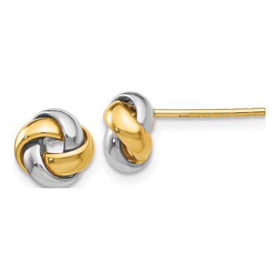 10K Two-Tone Gold Knot Button Stud Earrings