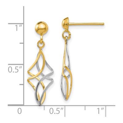 10K Two-Tone Gold Twisted Dangle Earrings – view 5