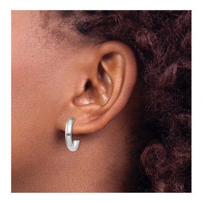 10K White Gold 17mm J- Hoop Earrings – view 4