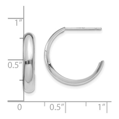 10K White Gold 17mm J- Hoop Earrings – view 5
