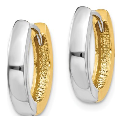 10K Two-Tone Gold 11mm Huggie Hoop Earrings – view 3