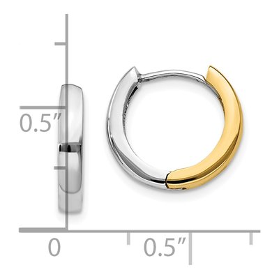 10K Two-Tone Gold 11mm Huggie Hoop Earrings – view 4