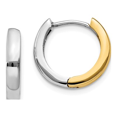 10K Two-Tone Gold 11mm Huggie Hoop Earrings