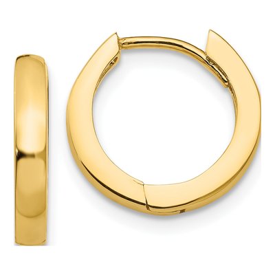 10K Yellow Gold 14mm Huggie Hoop Earrings