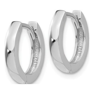 10K White Gold 14mm Huggie Hoop Earrings – view 2
