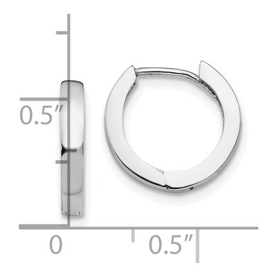 10K White Gold 14mm Huggie Hoop Earrings – view 4