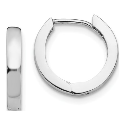 10K White Gold 14mm Huggie Hoop Earrings