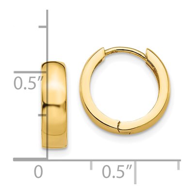 10K Yellow Gold 13mm Round Huggie Hoop Earrings – view 4