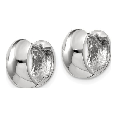 10K White Gold 9.75mm Huggie Hoop Earrings – view 2