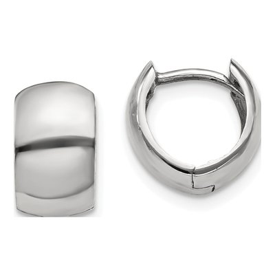 10K White Gold 9.75mm Huggie Hoop Earrings