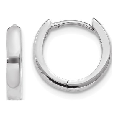 10K White Gold 11mm Small Huggie Hoop Earrings