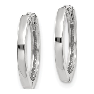 10K White Gold 11mm Huggie Hoop Earrings – view 3