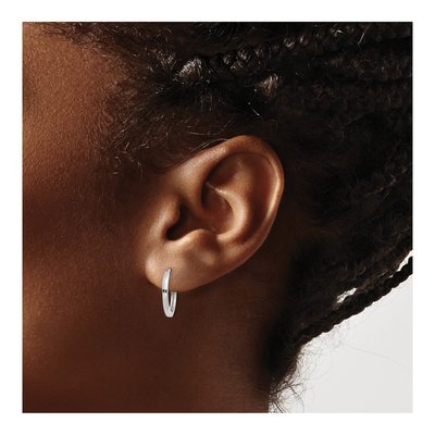 10K White Gold 11mm Huggie Hoop Earrings – view 4