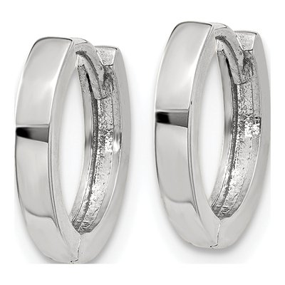 10K White Gold 8mm Huggie Hoop Earrings – view 3