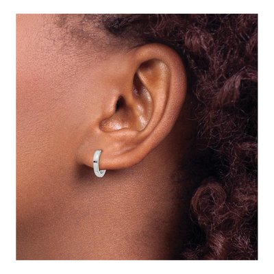 10K White Gold 8mm Huggie Hoop Earrings – view 5