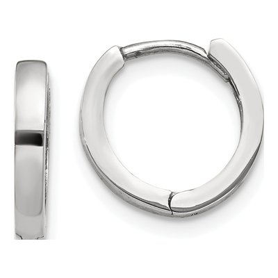 10K White Gold 8mm Huggie Hoop Earrings