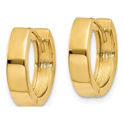 10K Yellow Gold 13mm Round Huggie Hoop Earrings – view 2