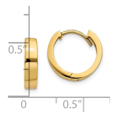 10K Yellow Gold 13mm Round Huggie Hoop Earrings – view 4