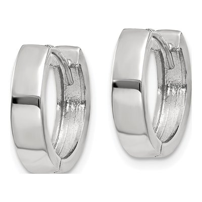 10K White Gold 13mm Round Huggie Hoop Earrings – view 2