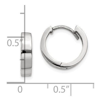 10K White Gold 13mm Round Huggie Hoop Earrings – view 4