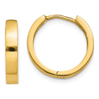 10K Yellow Gold 15mm Huggie Hoop Earrings