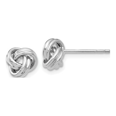 10K White Gold Love Knot Stud Earrings