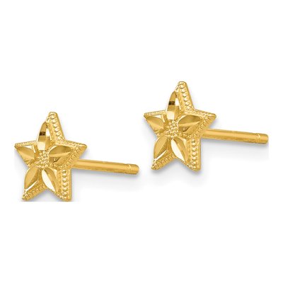 10K Yellow Gold Diamond-Cut Star Stud Earrings – view 3