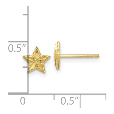 10K Yellow Gold Diamond-Cut Star Stud Earrings – view 4