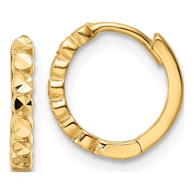 10K Yellow Gold 11mm Diamond-Cut Huggie Hoop Earrings