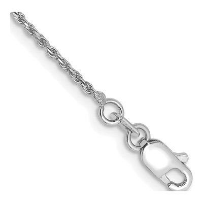 10K White Gold 1.15mm Diamond-Cut Rope Chain Bracelet