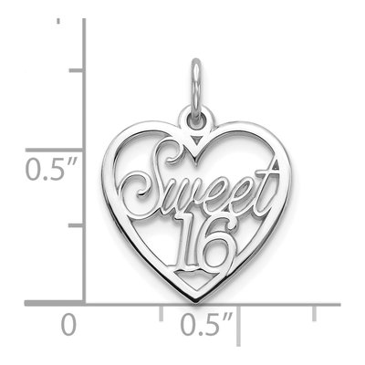 10K White Gold Sweet 16-Heart Pendant – view 4