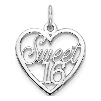 10K White Gold Sweet 16-Heart Pendant