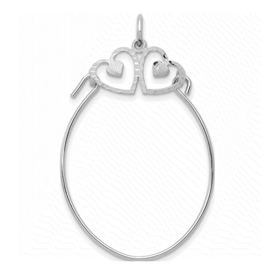 10K White Gold Double Hearts Holder Pendant