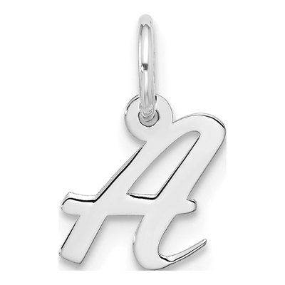 10K White Gold Script Initial A Pendant