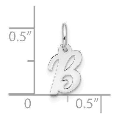 10K White Gold Script Initial B Charm – view 5