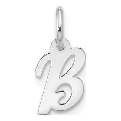 10K White Gold Script Initial B Charm