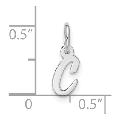 10K White Gold Script Initial C Charm – view 5