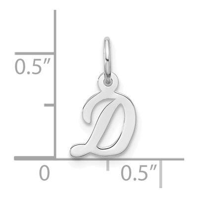 10K White Gold Script Initial D Charm – view 4