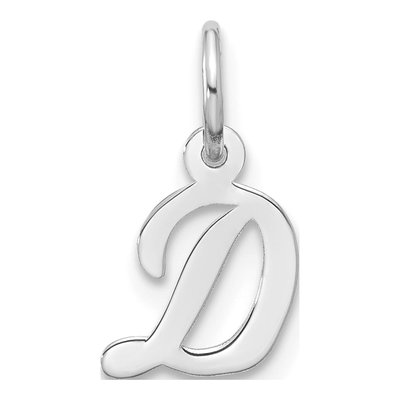 10K White Gold Script Initial D Charm