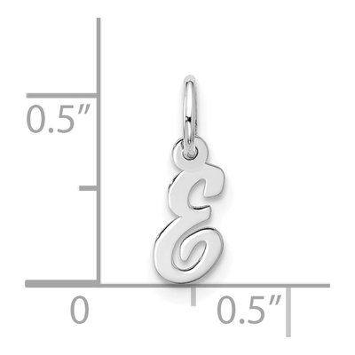 10K White Gold Script Initial E Pendant – view 4