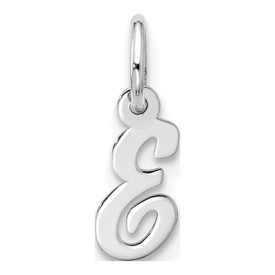 10K White Gold Script Initial E Pendant
