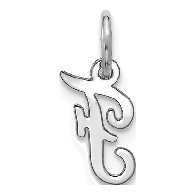 10K White Gold Script Initial F Pendant – view 3