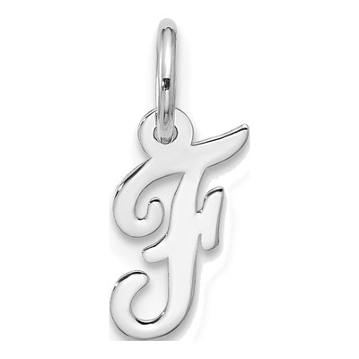 10K White Gold Script Initial F Pendant