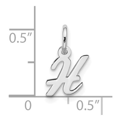 10K White Gold Script Initial H Charm – view 4