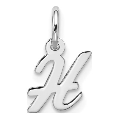 10K White Gold Script Initial H Charm
