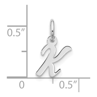 10K White Gold Script Initial K Pendant – view 4