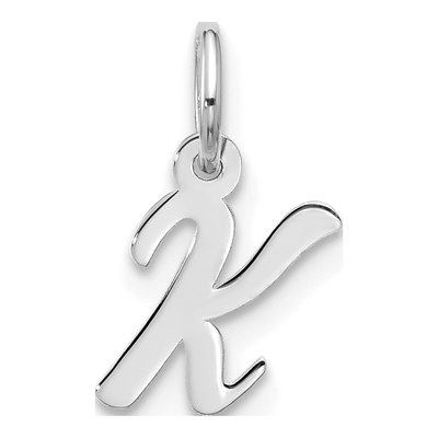 10K White Gold Script Initial K Pendant