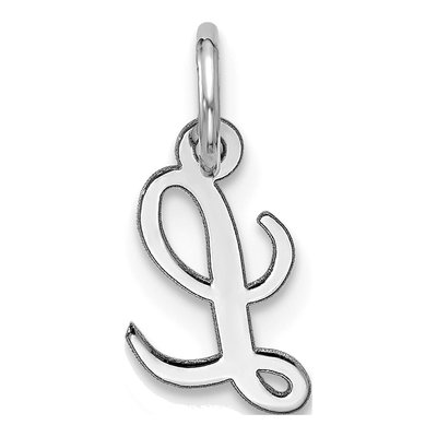 10K White Gold Script Initial L Pendant – view 3