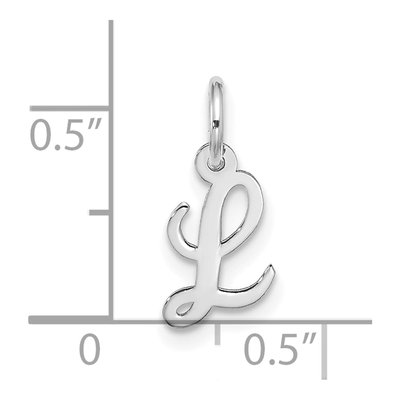 10K White Gold Script Initial L Pendant – view 4