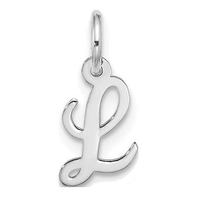 10K White Gold Script Initial L Pendant